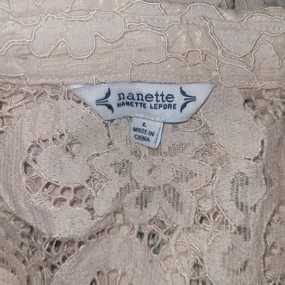 Nanette Lepore Blush Pink Lace Button-Up Blouse L - Picture 6 of 6